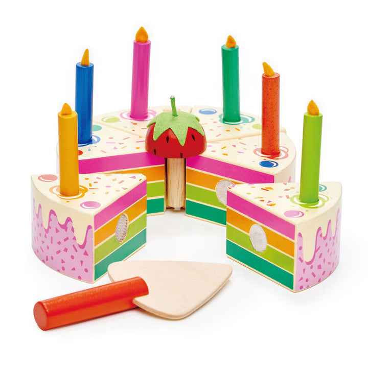 TENDER LEAF TOYS - WOODEN RAINBOW BIRTHDAY CAKE 