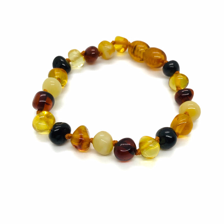 AMBER CENTRE - AMBER BABY BRACELET: MULTI  COLOUR POLISHED 