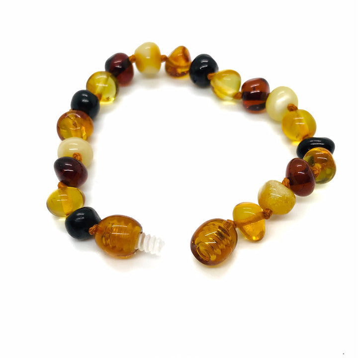 AMBER CENTRE - AMBER BABY BRACELET: MULTI  COLOUR POLISHED 