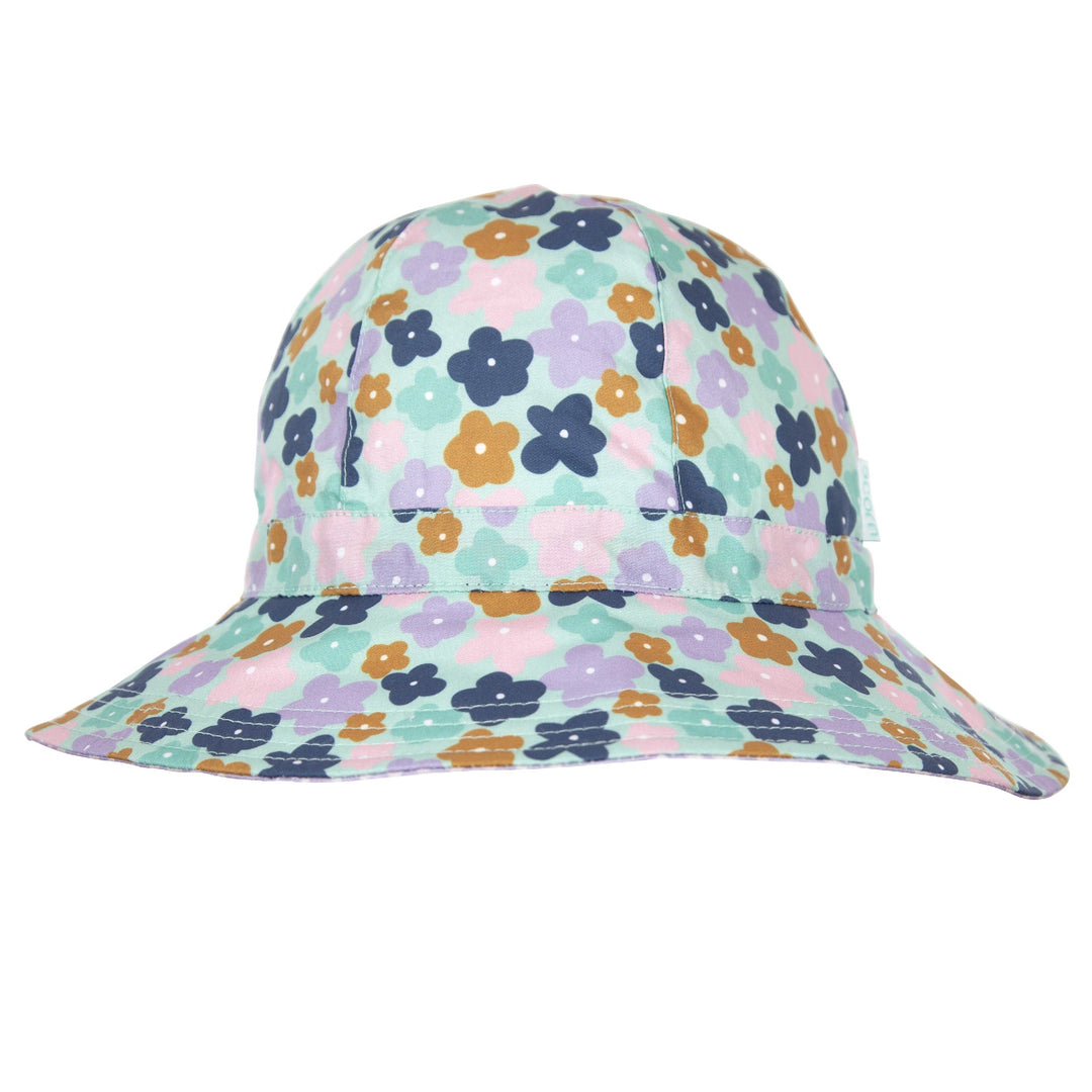 ACORN KIDS - BLOOMS WIDE BRIM SUNHAT:  MINT AND MULTI [sz:S - 50CM/9-18 MTHS]