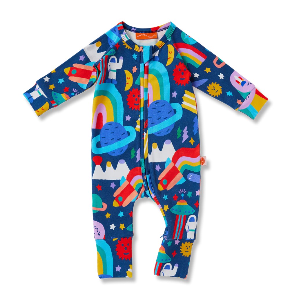 HALCYON NIGHTS - ROCKET RIDE LONG SLEEVE ROMPER [sz:0-3 MTHS]