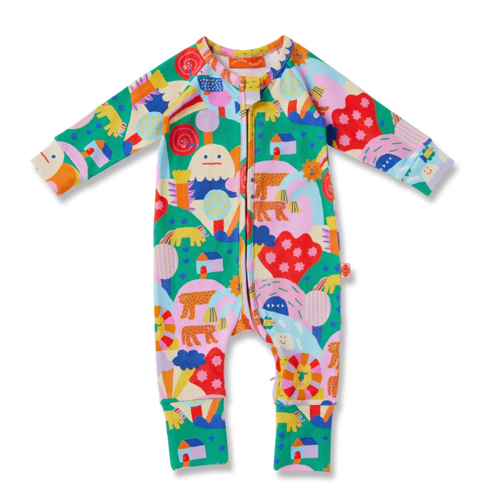 HALCYON NIGHTS - RAINBOW VALLEY LONG SLEEVE ROMPER [sz:0-3 MTHS]