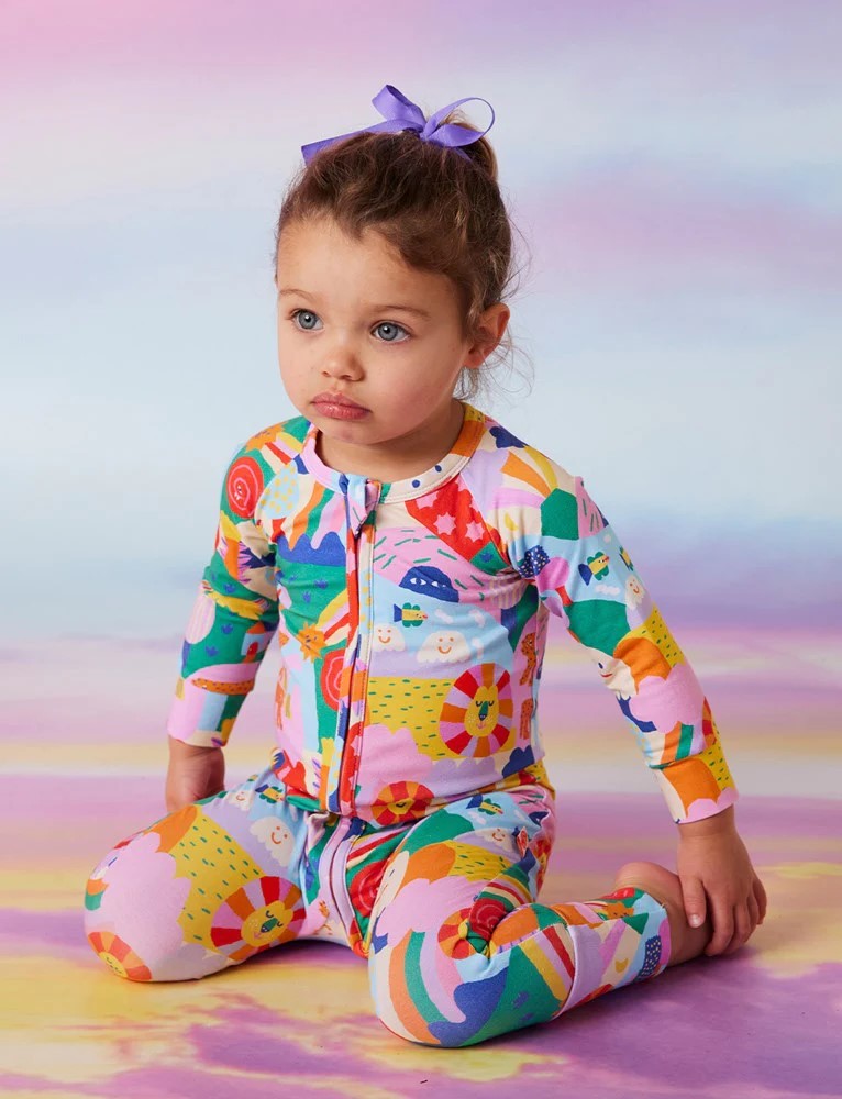 HALCYON NIGHTS - RAINBOW VALLEY LONG SLEEVE ROMPER [sz:0-3 MTHS]