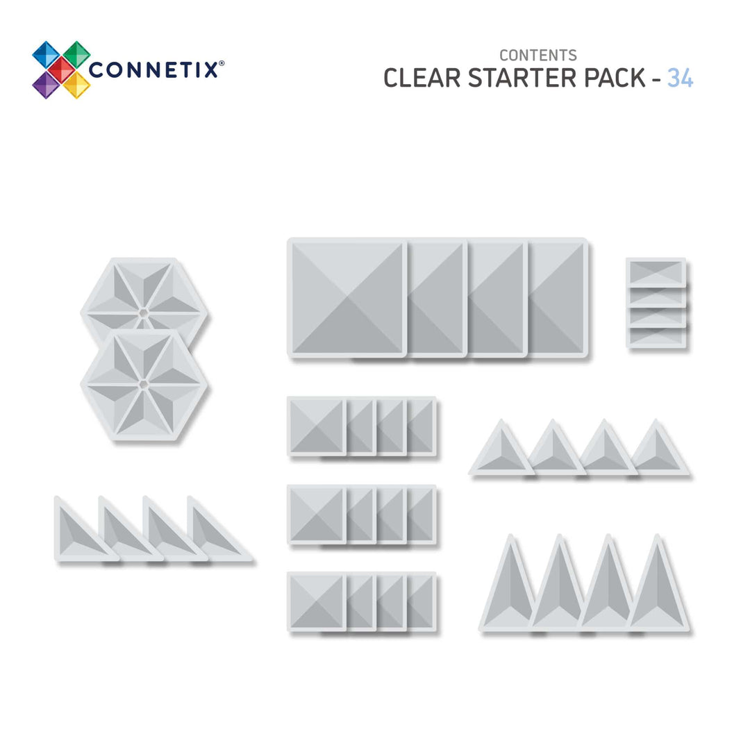 CONNETIX TILES -34 PIECE CLEAR STARTER PACK