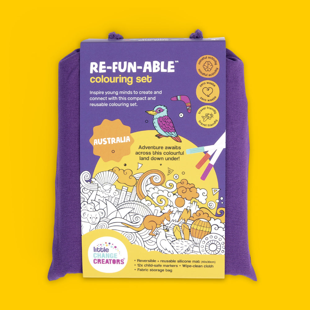 LITTLE CHANGE CREATORS - CHILDREN'S REUSABLE COLOURING MAT KIT: AUSTRALIA