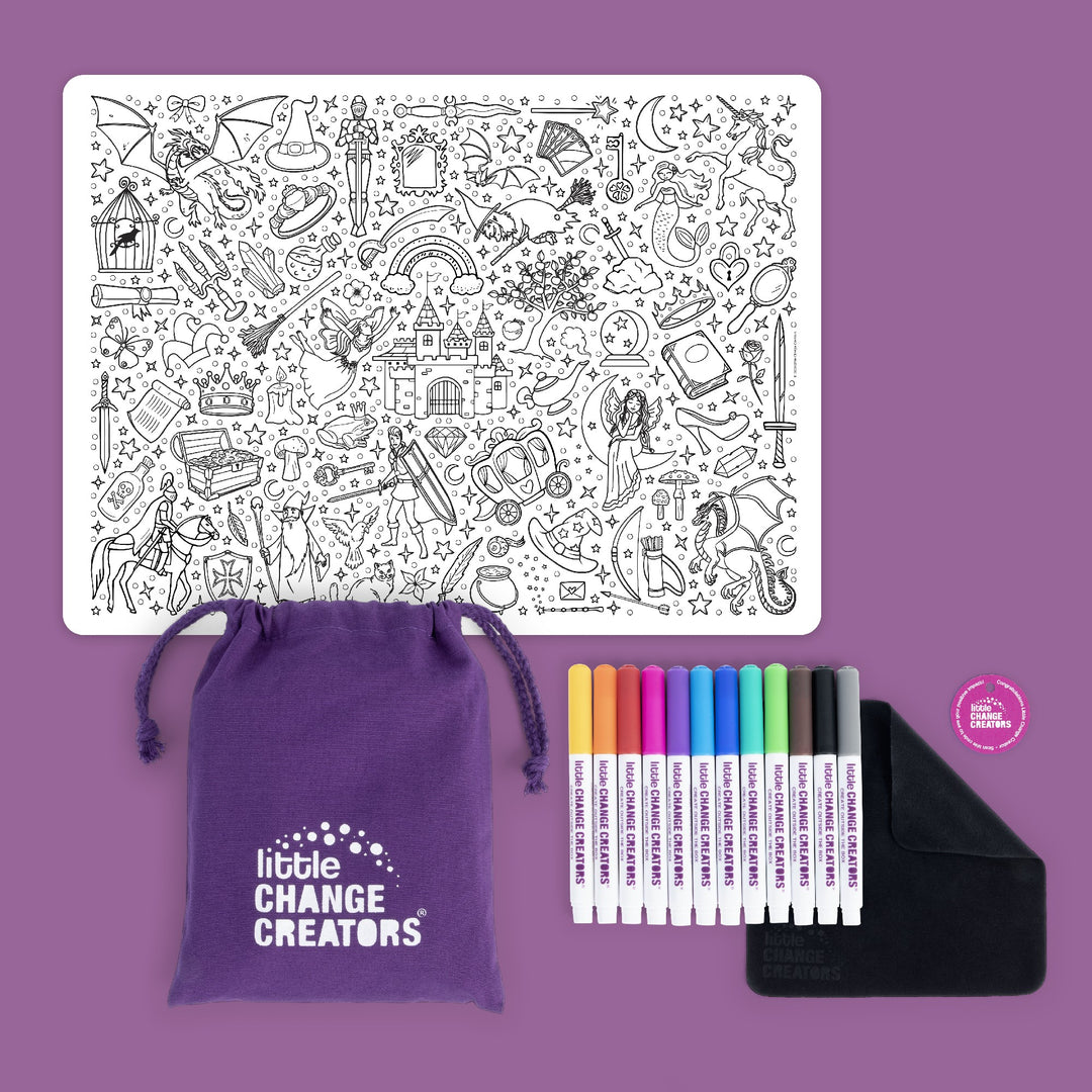 LITTLE CHANGE CREATORS - CHILDREN'S REUSABLE COLOURING MAT KIT: SPELLBOUND