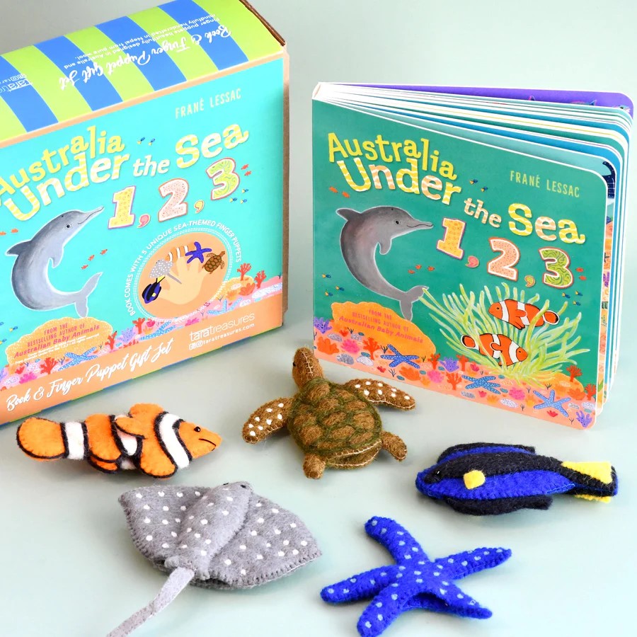 TARA TREASURES - FINGER PUPPET & BOOK SET: UNDER THE SEA 1,2,3