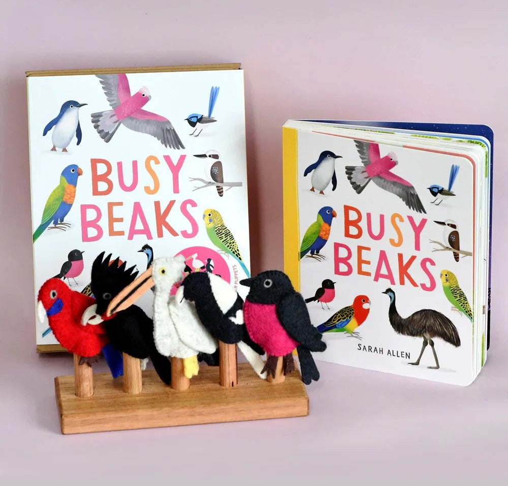 TARA TREASURES - FINGER PUPPET & BOOK SET: BUSY BEAKS