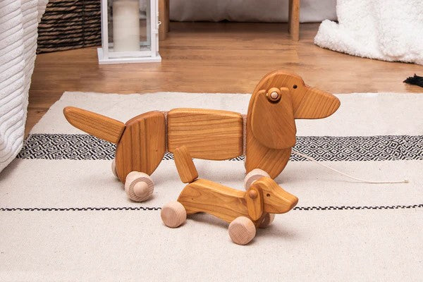 BAJO - WOODEN DACHSHUND DOG NATURAL 