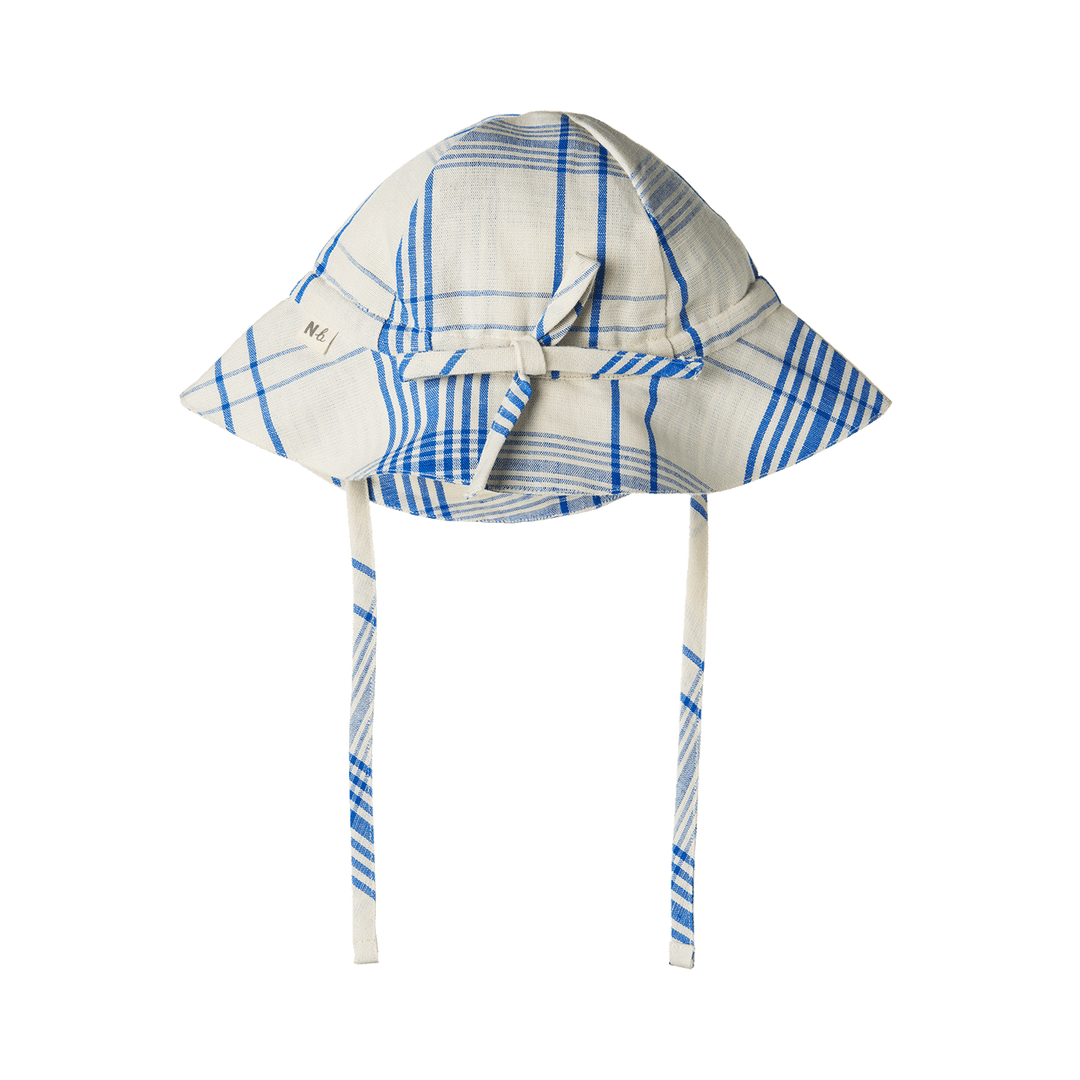 NATURE BABY - LINEN SUNHAT: CLYDE CHECK [sz:S - 0-6 MTHS]