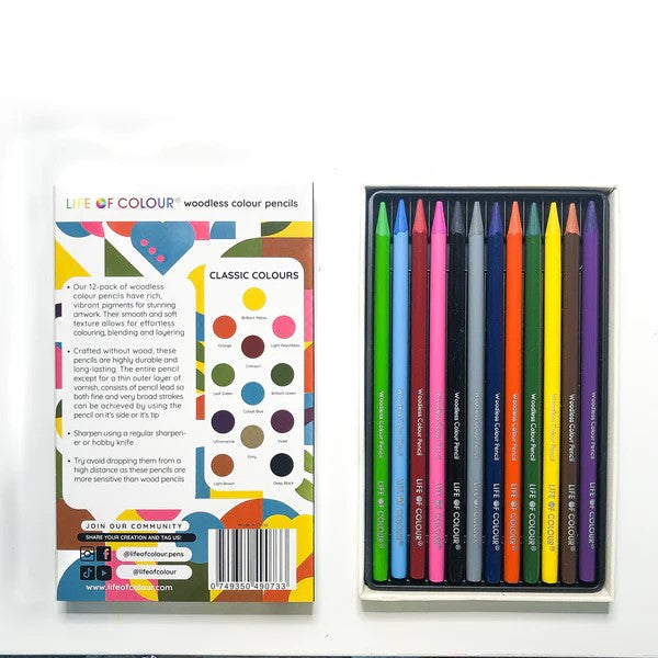 LIFE OF COLOUR - 12 COLOUR WOODLESS PENCILS