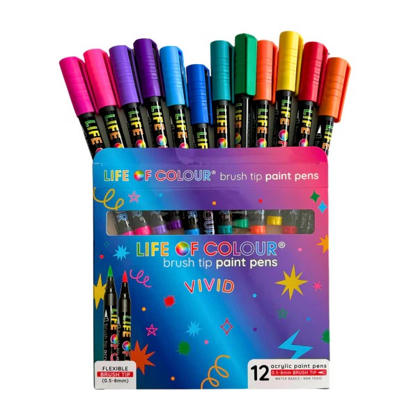 LIFE OF COLOUR - VIVID BRUSH TIP ACRYLIC PAINT PENS