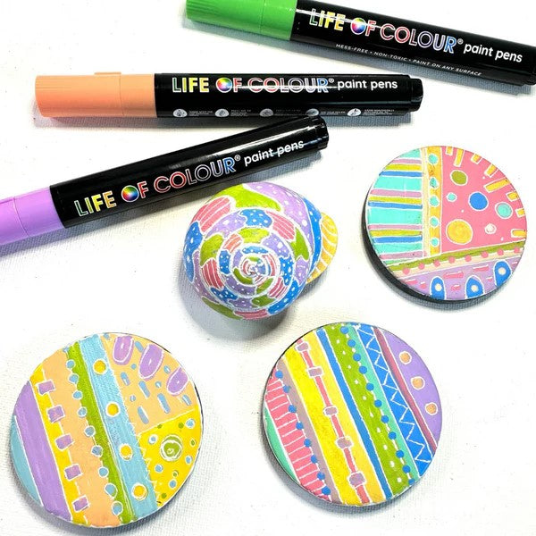 LIFE OF COLOUR - PASTEL DREAMS 3MM MEDIUM TIP ACRYLIC PAINT PENS: SET OF 12