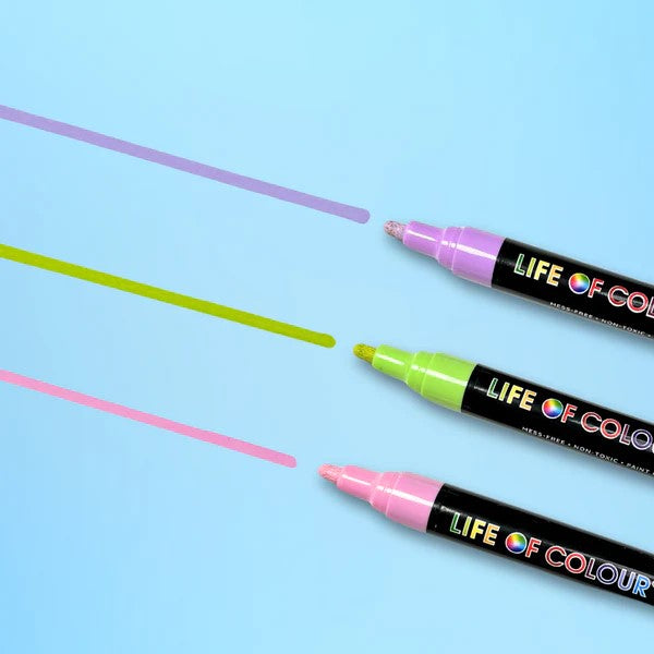 LIFE OF COLOUR - PASTEL DREAMS 3MM MEDIUM TIP ACRYLIC PAINT PENS: SET OF 12