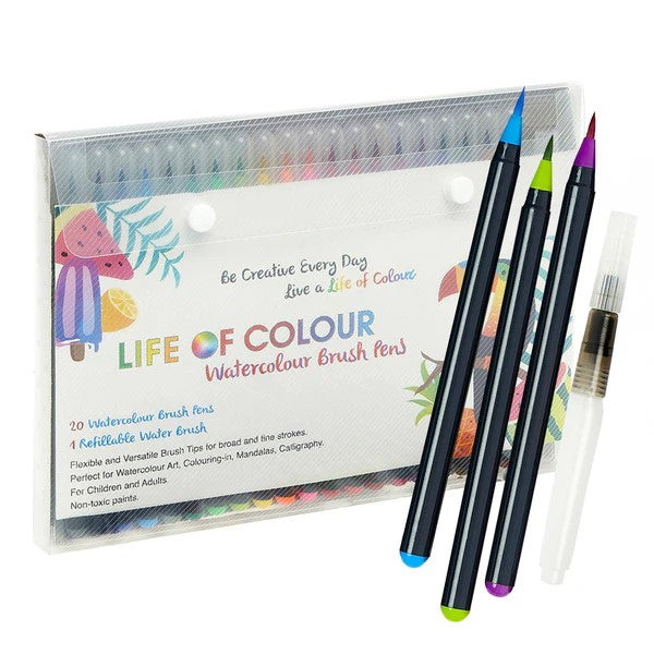 LIFE OF COLOUR - WATERCOLOUR BRUSH PENS: SET OF 20