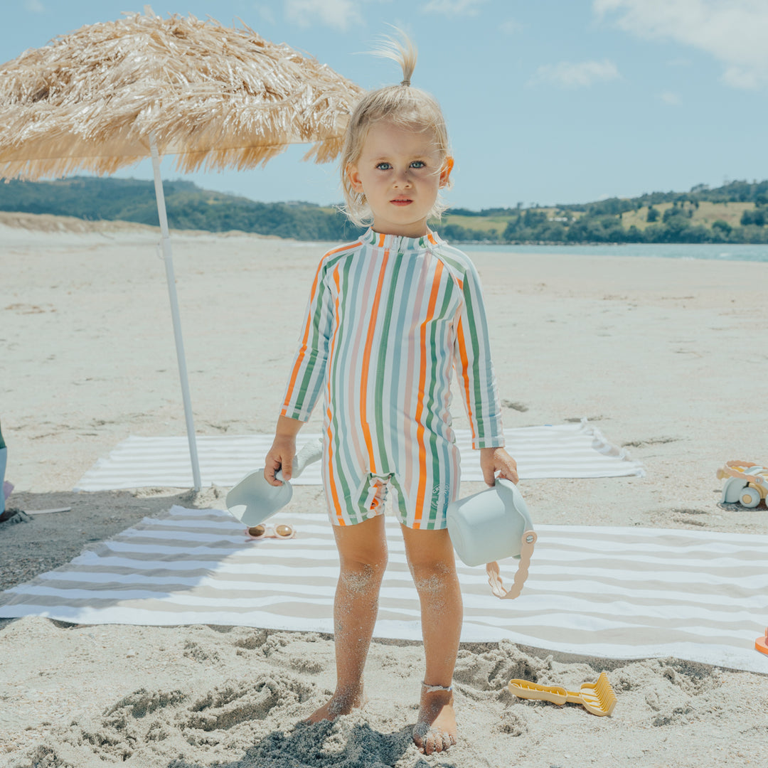 CRYWOLF - RASH SUIT: SUMMER STRIPE [sz:6-12 MTHS]