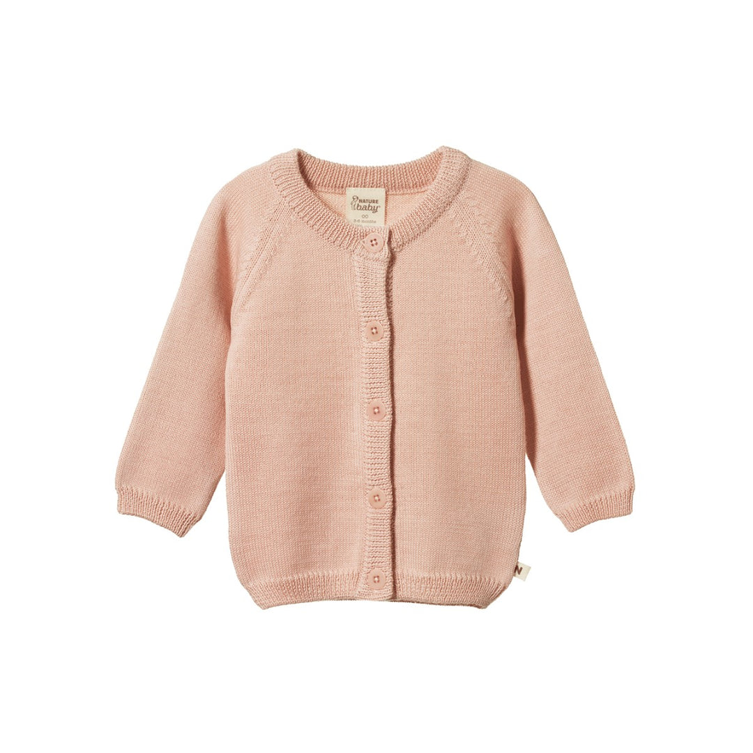 NATURE BABY - MERINO KNIT CARDIGAN: ROSE DUST [sz:0-3 MTHS]