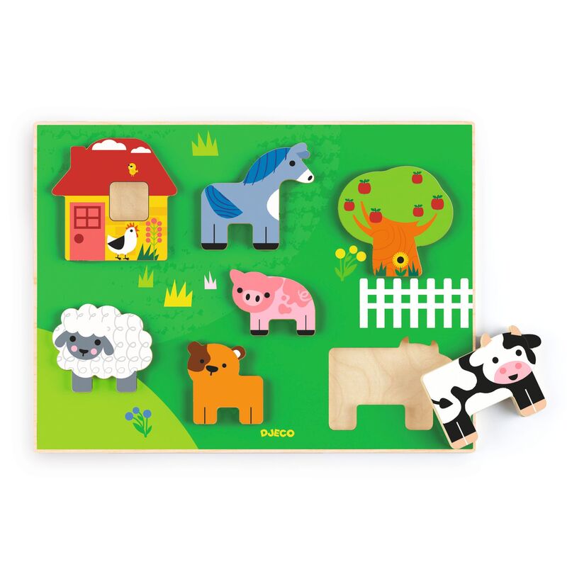 DJECO - 7 PCE FARM STORY WOODEN PUZZLE 