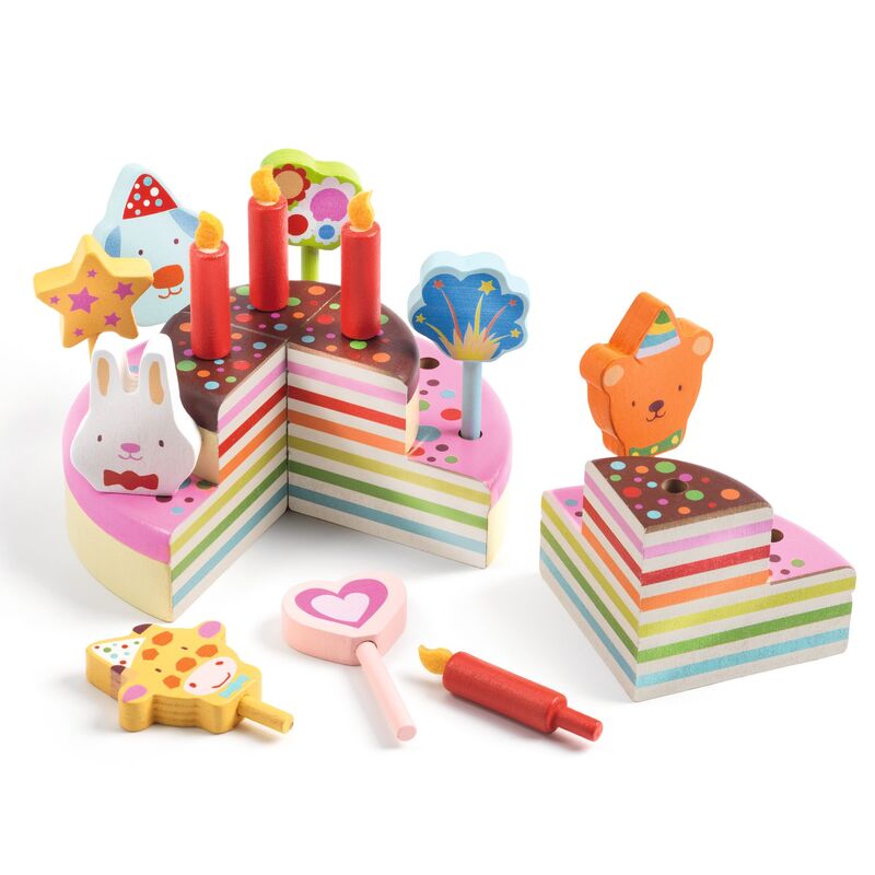 DJECO - WOODEN BIRTHDAY CAKE & CANDLES