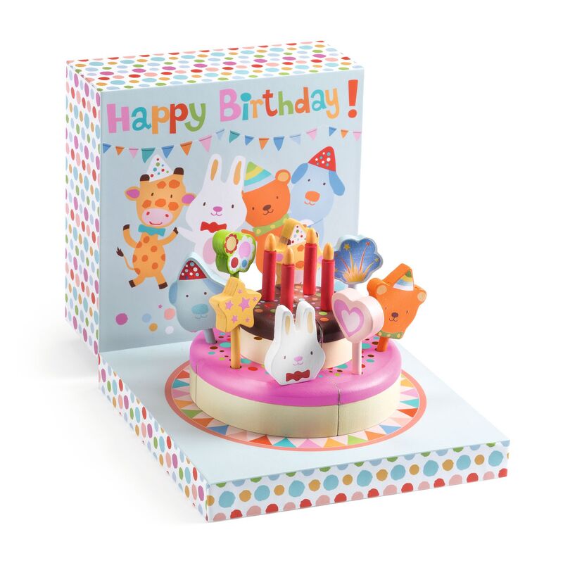 DJECO - WOODEN BIRTHDAY CAKE & CANDLES