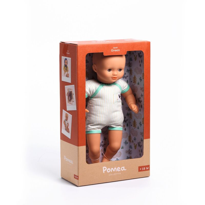 DJECO - POMEA: DRESSABLE SOFT BODY DOLL IN GREEN 