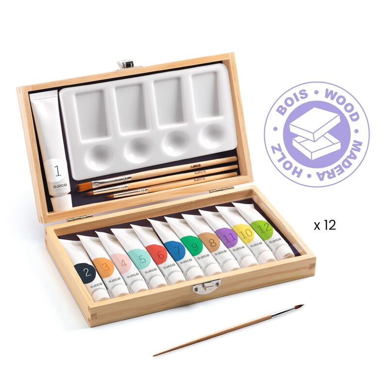 DJECO - ARTIST BOX WITH 12 GOUACHES