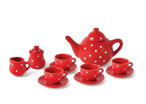 KNOX AND FLOYD - RED POLKADOT PORCELAIN TEASET 