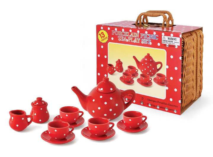 KNOX AND FLOYD - RED POLKADOT PORCELAIN TEASET 