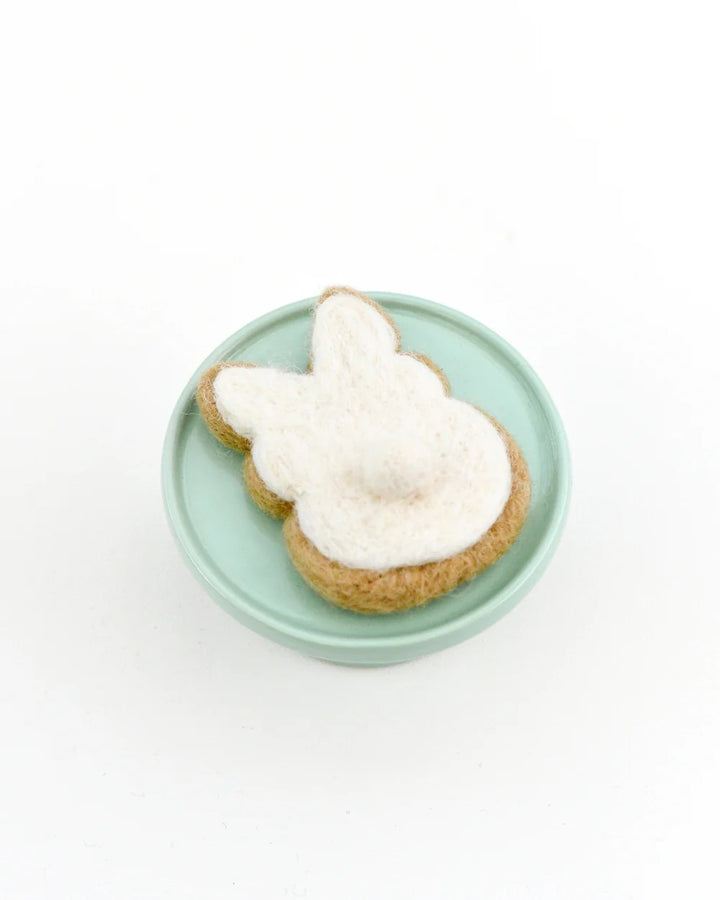 TARA TREASURES - FELT EASTER BUNNY COOKIE: WHITE 