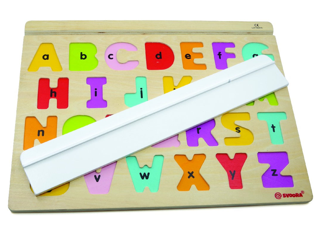 SVOORA - WOODEN ALPHABET PUZZLE WITH FLASH CARDS 