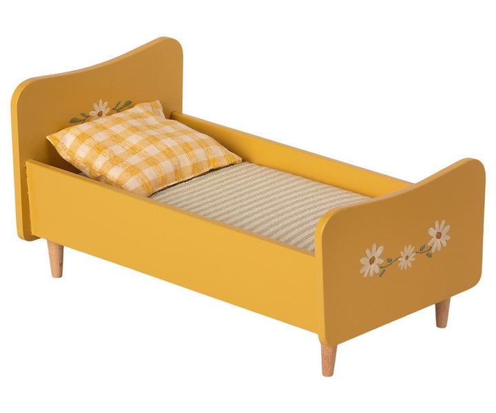 MAILEG - FURNITURE: WOODEN BED MINI YELLOW 