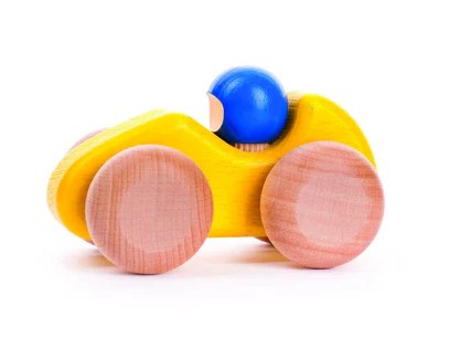 BAJO - WOODEN RACING CAR: YELLOW 