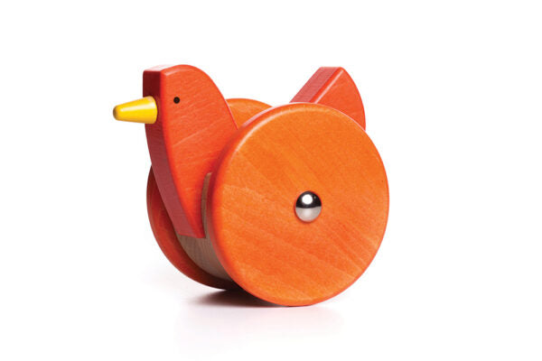 BAJO - WOODEN WOBBLING CHICKEN: ORANGE 