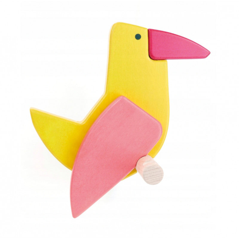 BAJO TOYS - WOODEN YELLOW BIRD COAT PEG 