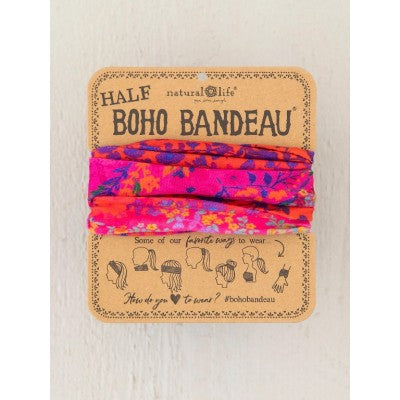 CARE & SHARE - BOHO HALF BANDANA: PINK FLORAL 