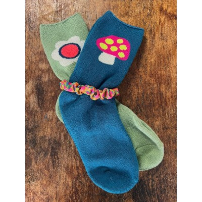 NATURAL LIFE - ROLL TOP SOCKS SET: FLOWER MUSHROOM 