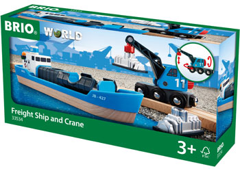 BRIO - CONTAINER & CRANE WAGON: 4 PCS 