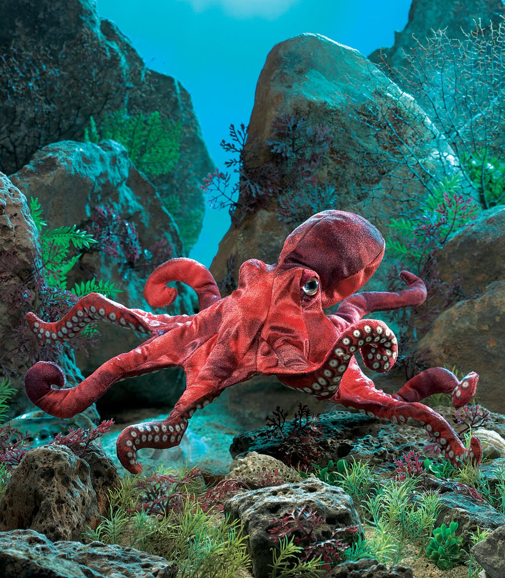 FOLKMANIS - RED OCTOPUS PUPPET