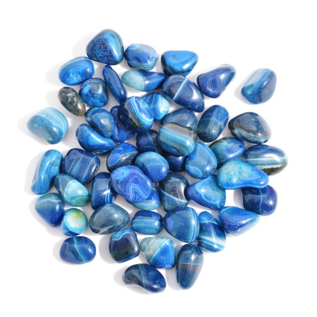 TUMBLED GEMSTONES - BLUE STRIPED AGATE