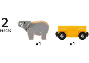 BRIO - ELEPHANT AND WAGON: 2 PIECES