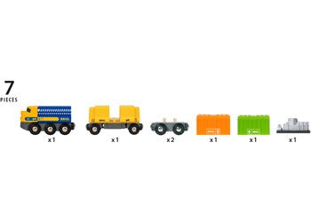 BRIO - THREE WAGON CARGO TRAIN: 7 PIECES 