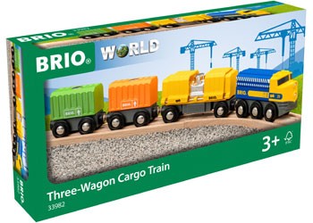 BRIO - THREE WAGON CARGO TRAIN: 7 PIECES 