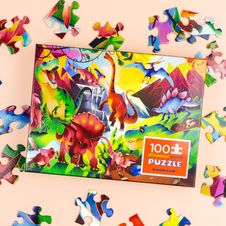 CROCODILE CREEK - HOLOGRAPHIC PUZZLE 100PC: DINOSAUR WORLD