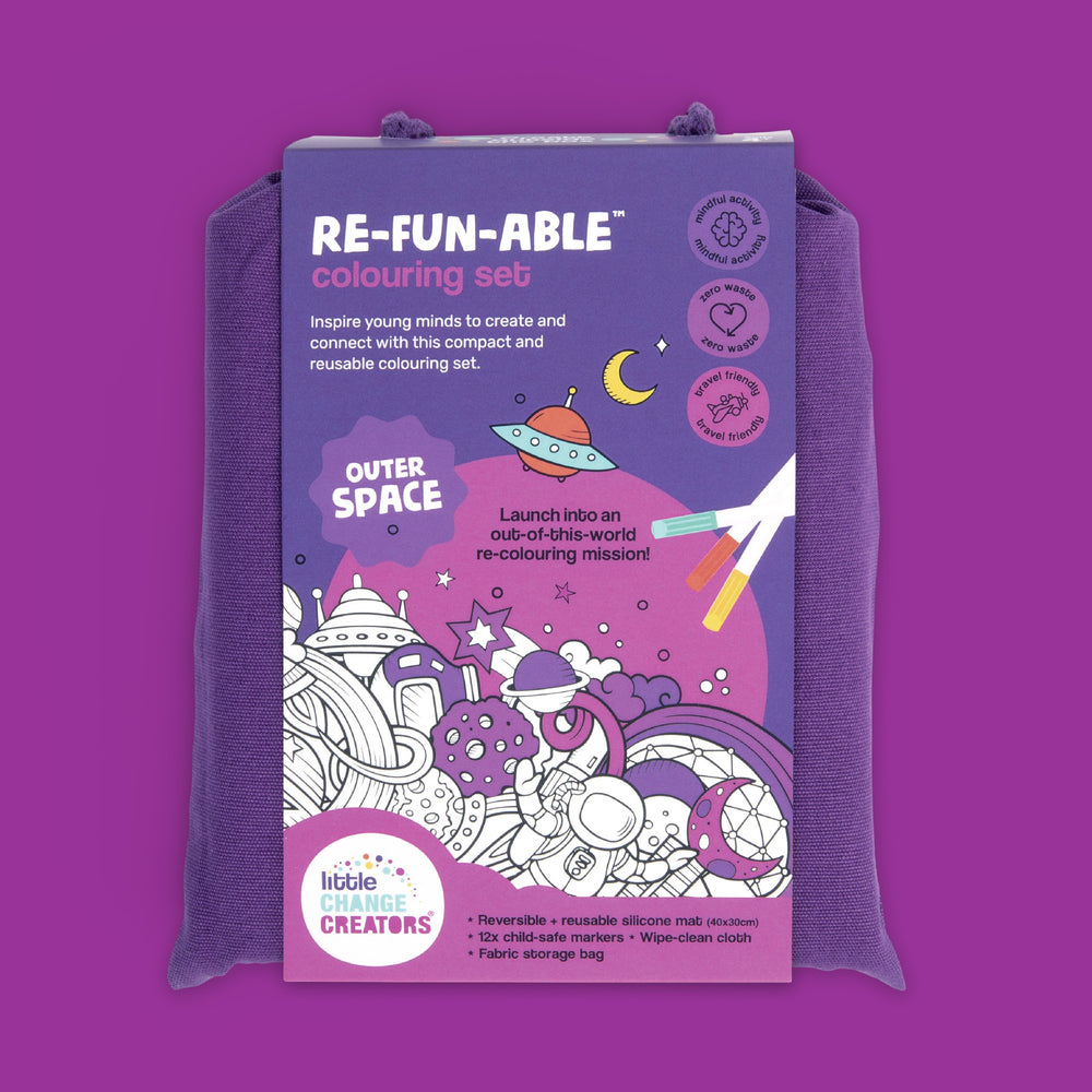 LITTLE CHANGE CREATORS - CHILDREN'S REUSABLE COLOURING MAT KIT: OUTER SPACE 