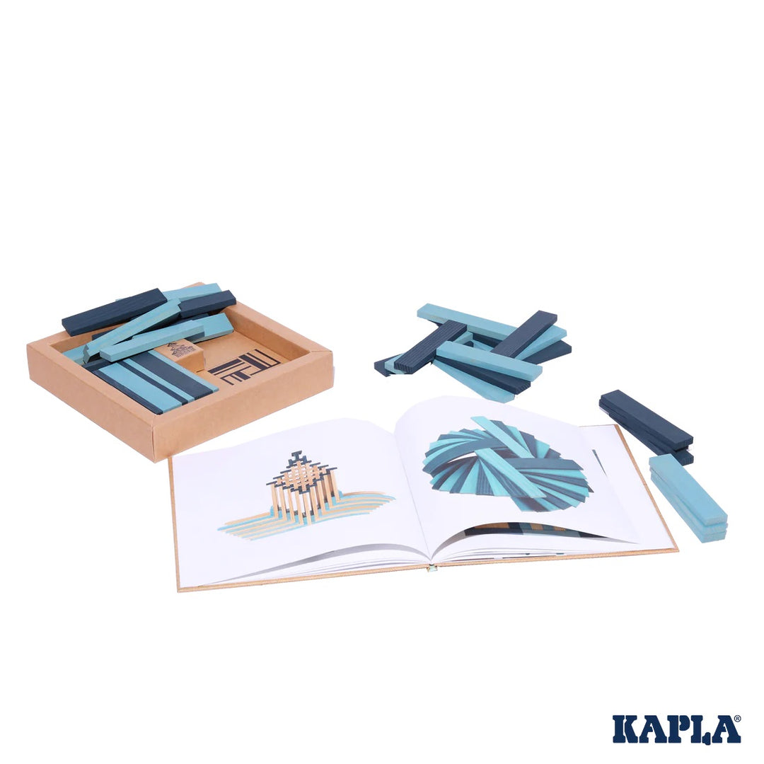 KAPLA - BOOK AND COLOUR PLANKS SET: DARK BLUE + LIGHT BLUE