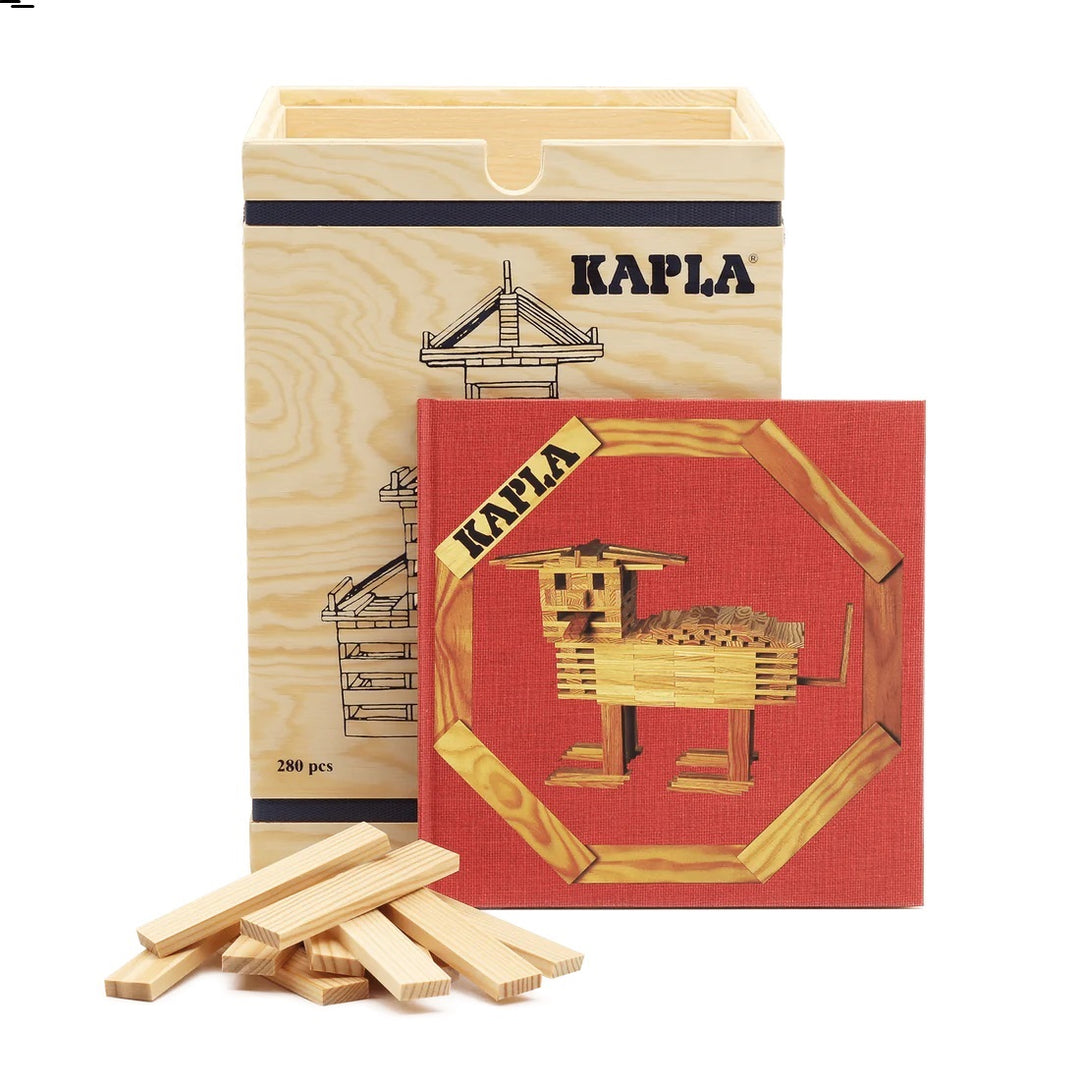 KAPLA - 280 CHEST: NATURAL BUILDING PLANKS + ART BOOK SET