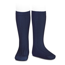 CONDOR - RIB KNEE HIGH SOCK: COLOUR #480 NAVY [sz:10 YRS]