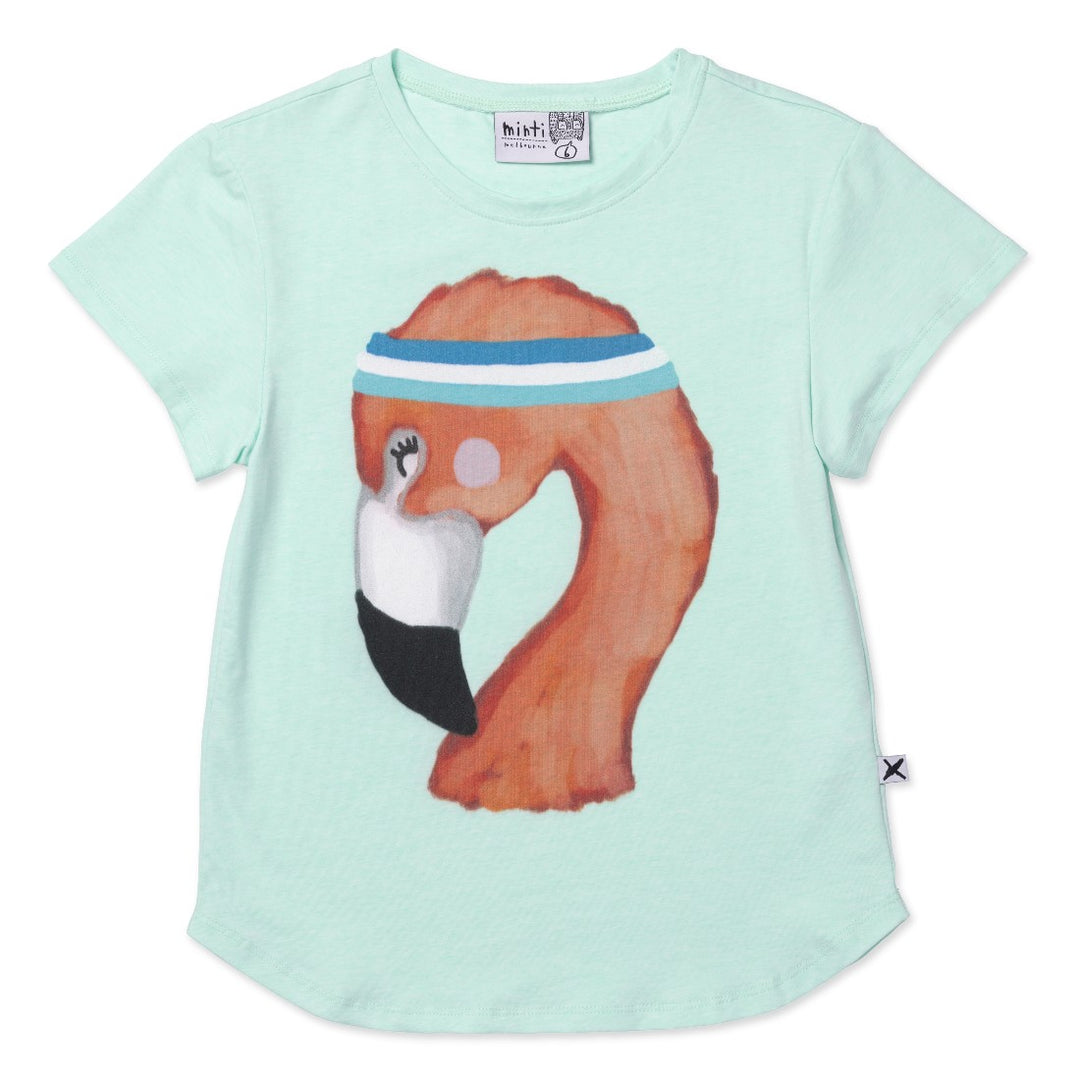 MINTI - SPORTY FLAMINGO TEE: MINT MARLE