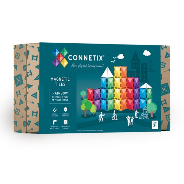 CONNETIX TILES - RAINBOW RECTANGLE PACK: 18PC