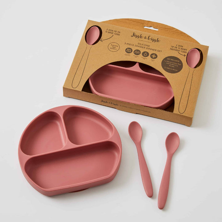 JIGGLE & GIGGLE - SILICONE DINNER SET: PINK